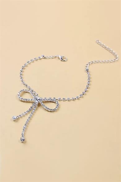 Gümüş Renk  Taş Detaylı Tasarım Halhal