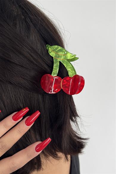 Karışık Renk Kiraz Figürlü Kemik Mandal Toka