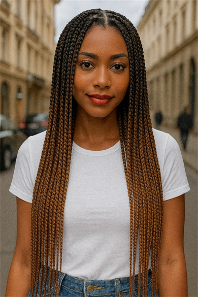 İki Renk Ombreli Afrika Zenci Örgüsü Box Braid Sentetik Saç 60cm 100gr