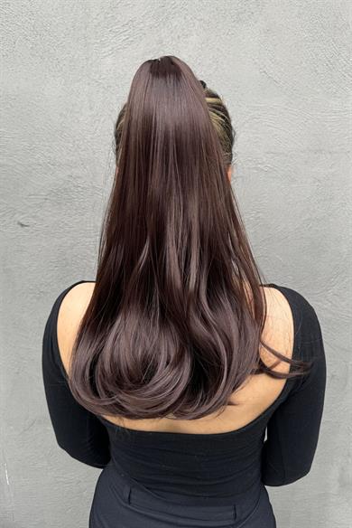 Kahverengi Mandal Tokalı Dalgalı At Kuyruğu Saç (Duygu)