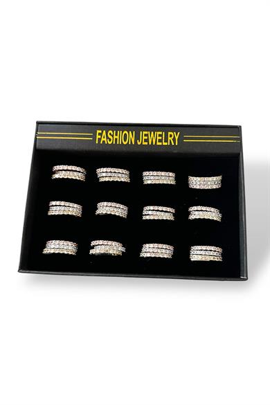 Karışık Renk 12li Taş Detaylı Yüzük Set