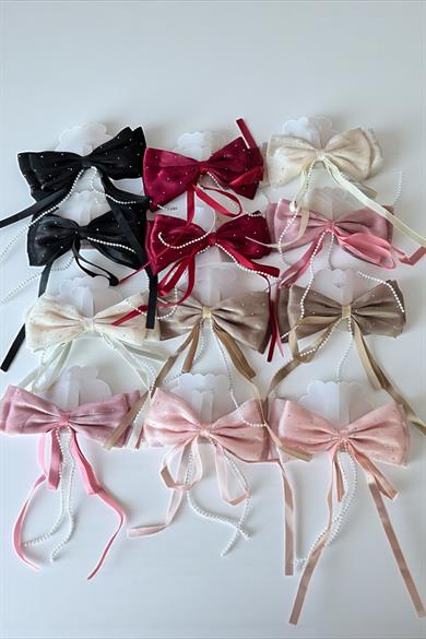 12li Karışık Renk Kurdele Figürlü Taş Ve İnci Detaylı Otomat Toka Set