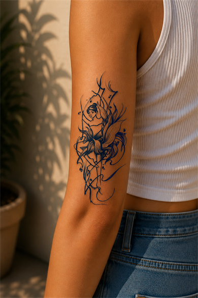 Balerin Kız Sonradan Kararan Yarı Kalıcı Geçici Dövme Tattoo