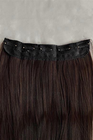 Isıya Dayanıklı Yarımay Çıt Çıt Saç - HT4 - Kahverengi - Düz - 60 Cm - 110 Gr (Duygu)