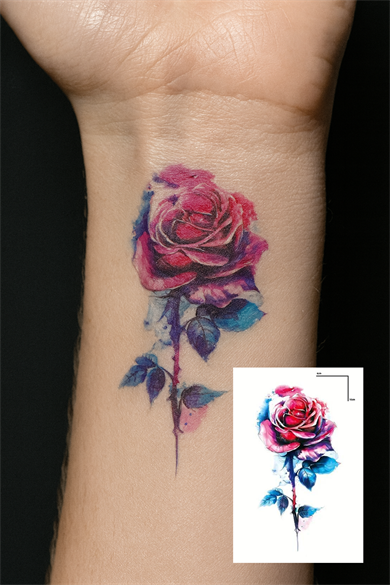 Geçici Gül Figürlü Mini Dövme Tattoo