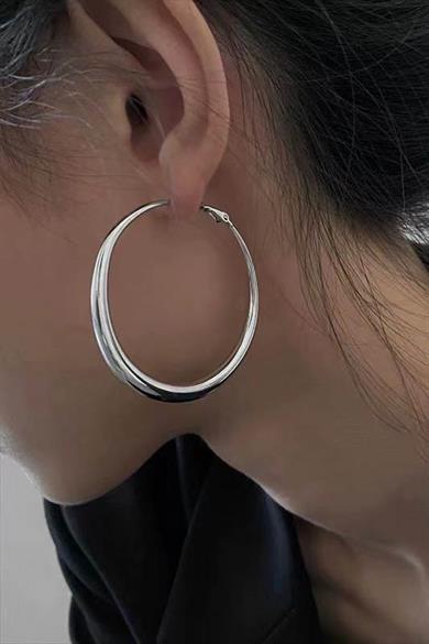 Gümüş Renk Halka Küpe (Çift)