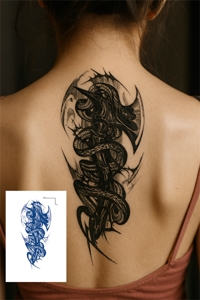 Balta Figürlü 12 Saat Sonra Kararan Geçici Orta Dövme Tattoo