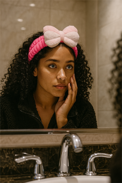 Pembe Renk Kurdele Figürlü Peluş Saç Bandı