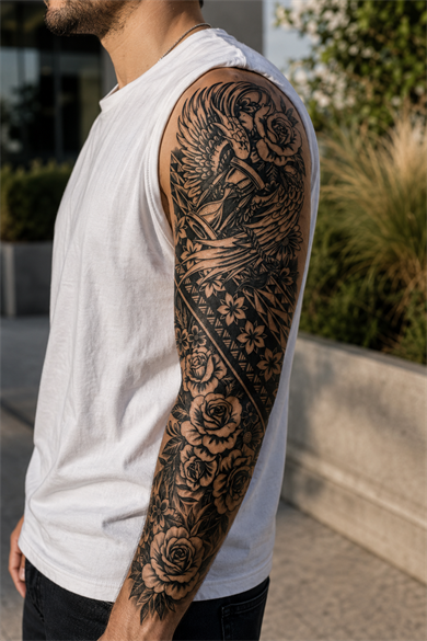 Kum Saati Figürlü Sonradan Kararan Yarı Kalıcı Geçici Kol Dövme Tattoo