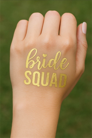 Altın Renk Bride Squat Yazılı Geçici Dövme Tattoo