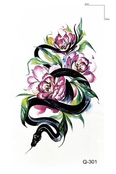 Yılanlı Gül Mini Geçici Dövme Tattoo