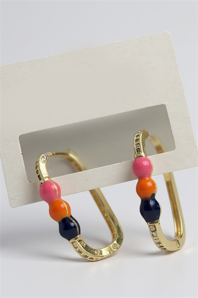 Altın Renk Taş Detaylı Küpe (Çift)