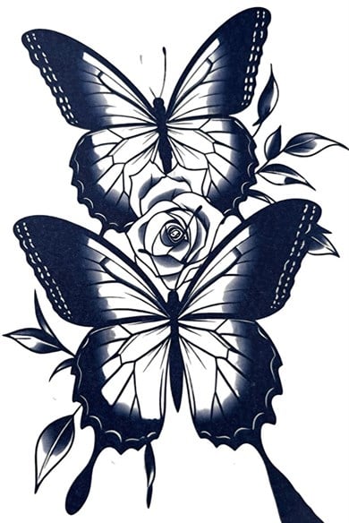 Kelebek Sonradan Kararan Yarı Kalıcı Geçici Dövme Tattoo
