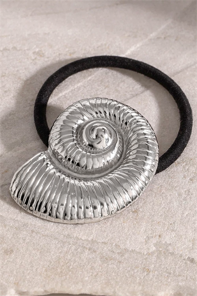 Gümüş Renk Deniz Kabuğu Detaylı Metal Lastik Toka