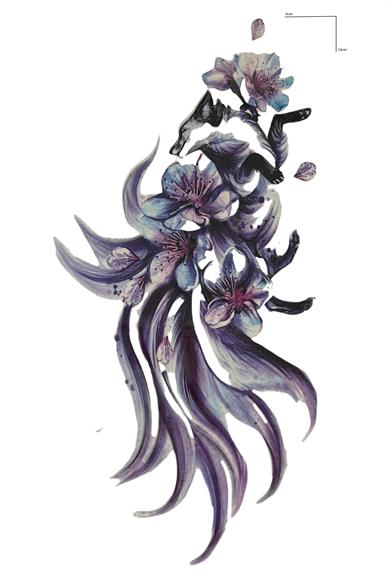 Geçici Kurt Ve Çiçek Figürlü Dövme Tattoo