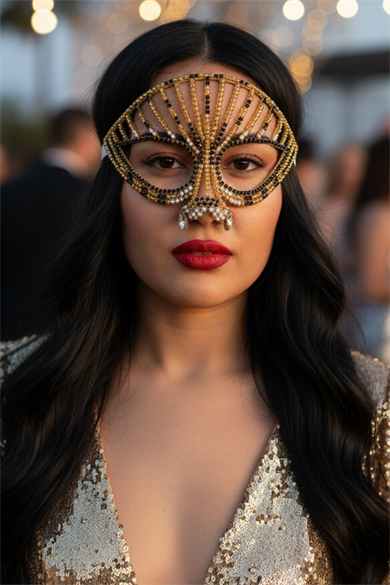 Karışık Renk Taşlı Parti Maskesi