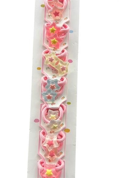 10lu Karışık Renk Yıldız Figürlü Çocuk Lastik Toka Set