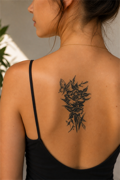 Çiçek Sonradan Kararan Yarı Kalıcı Geçici Dövme Tattoo
