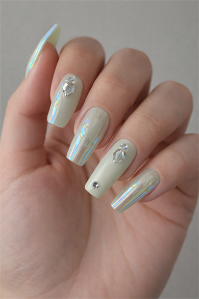 12li Karışık Renk Jel Görünümlü Takma Tırnak (Yapıştırıcılı)