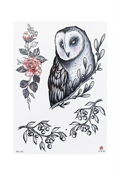 Baykuş Büyük Dövme Geçici Tattoo