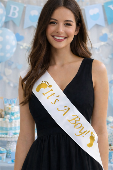 Beyaz Renk Its A Boy Yazılı Kuşak Kurdelesi 