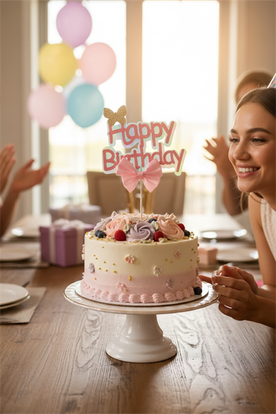 Happy Birthday Yazılı Pasta Süsü
