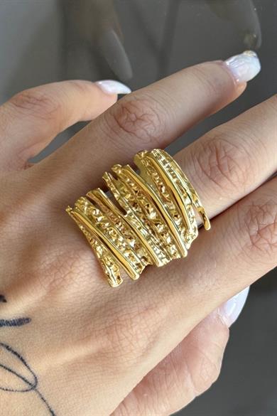 Altın Renk  Ayarlanabilir Çelik Yüzük