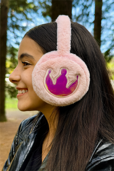 Pembe Renk Taç Figürlü Peluş Kulaklık