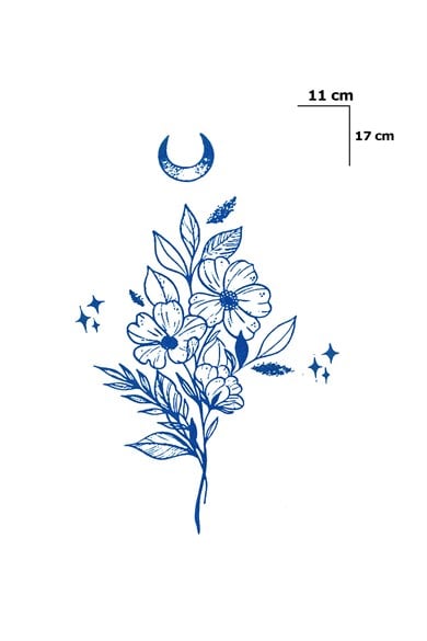 Çiçek Sonradan Kararan Yarı Kalıcı Geçici Dövme Tattoo