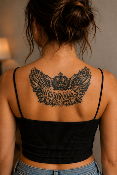Kanat Figürlü Sonradan Kararan Yarı Kalıcı Geçici Dövme Tattoo