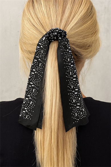 Siyah Renk Kurdele Figürlü Taşlı Simit Toka