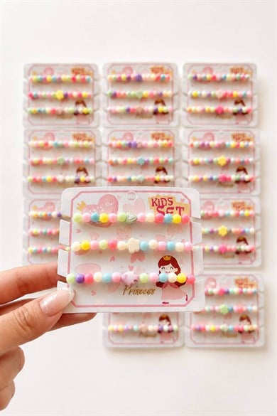 12li Karışık  Figürlü Çocuk Bileklik Set