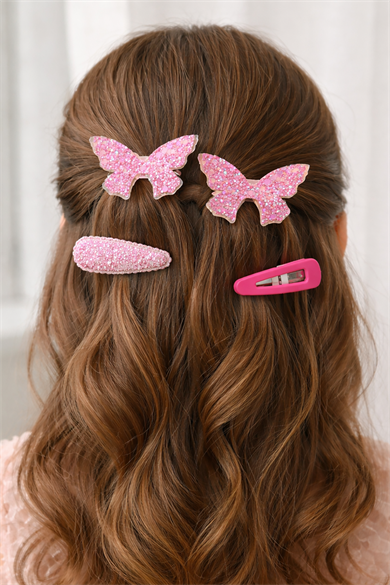 6lı Karışık Renk Kelebek Figürlü Yan Toka Set