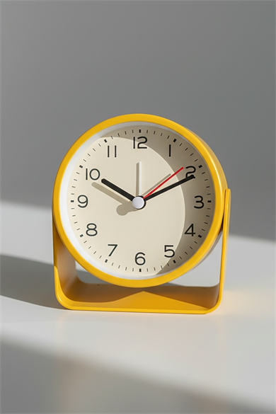 Sarı Renk Mini Dekoratif Alarmlı Yuvarlak Masa Saati