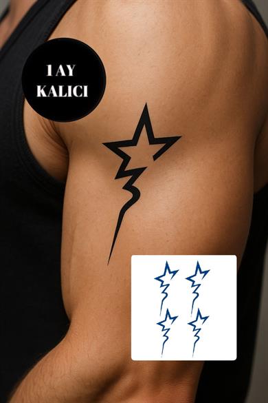 Yıldız Figürlü 12 Saat Sonra Kararan Geçici Mini Dövme Tattoo