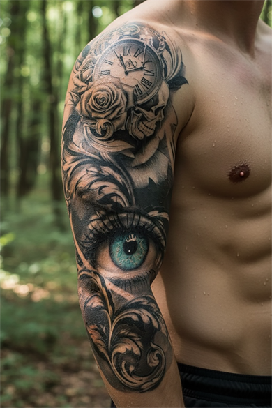 Geçici Saat Ve Göz Figürlü Dövme Tattoo