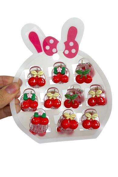 10lu Kiraz Figürlü Mandal Toka Set