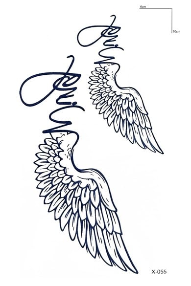 Yazılı Kanat Mini Geçici Dövme Tattoo