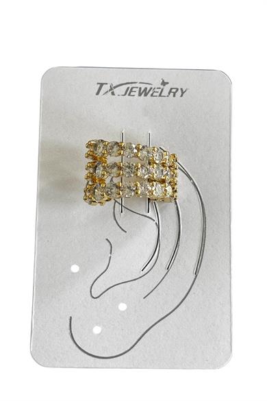 Altın Renk Taş Detaylı 14K Altın Kaplama TX Ear Cuff (Tek)