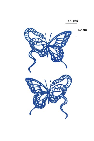Kelebek Ve Yılan Sonradan Kararan Yarı Kalıcı Geçici Dövme Tattoo