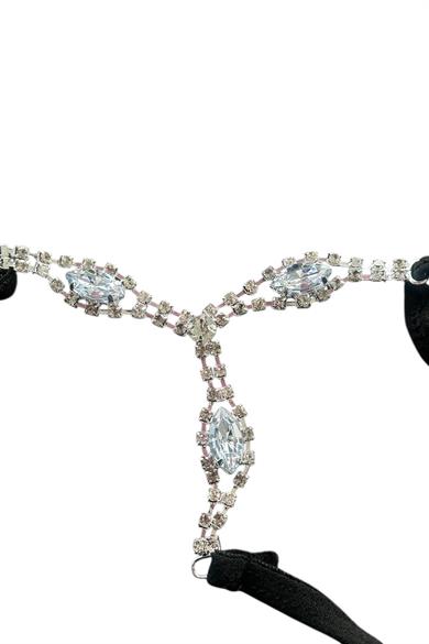 Siyah Renk Taş Detaylı Tanga