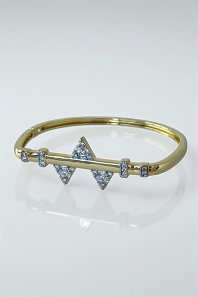Altın Renk Taş Detaylı YSX Kelepçe Bileklik