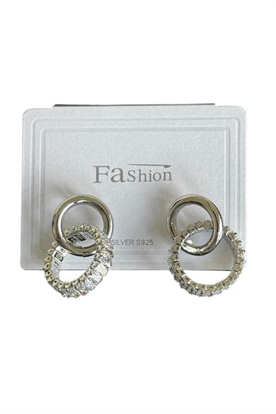 Gümüş Renk Taş Detaylı Küpe (Çift)