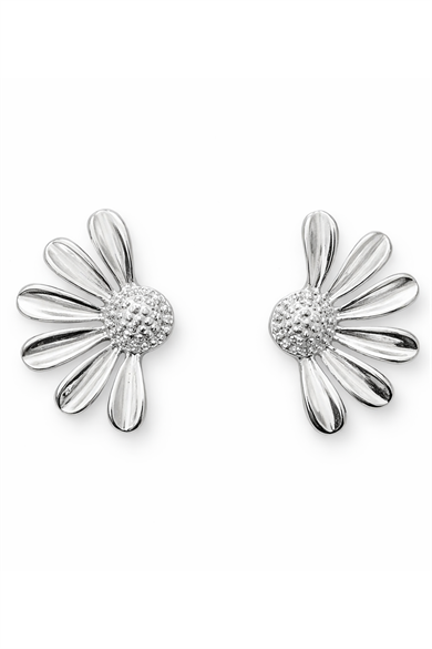 Gümüş Renk Çiçek Figürlü Küpe (Çift)