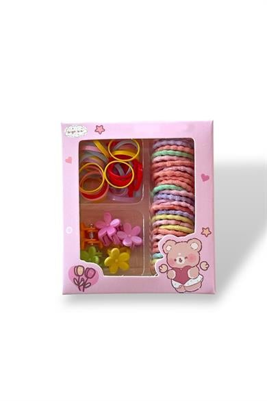 Karışık Renk Çocuk Havlu Toka Ve Saç Lastiği Mandal Toka Set