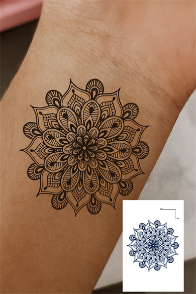 Mandala Figürlü 12 Saat Sonra Kararan Geçici Dövme Tattoo