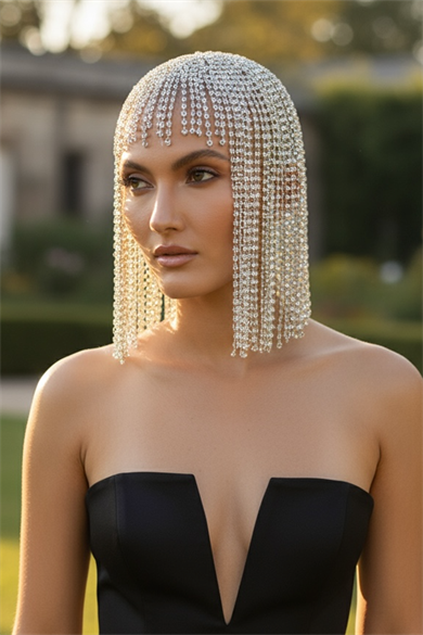 Altın Renk Taş Detaylı Saç Aksesuarı/Kına Aksesuarı