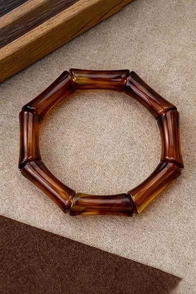 Kahverengi Renk Boncuk Detaylı Mika Bileklik