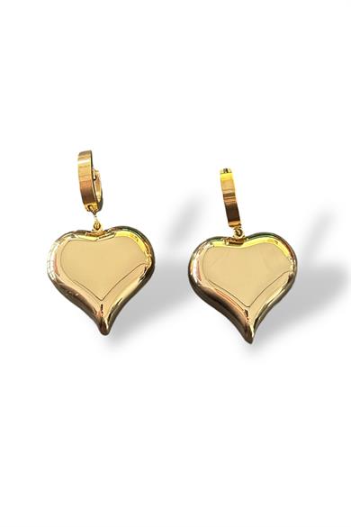 Altın Renk Kalp Figürlü Çelik Küpe (Çift)