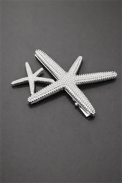 Gümüş Renk Yıldız Figürlü Yan Toka